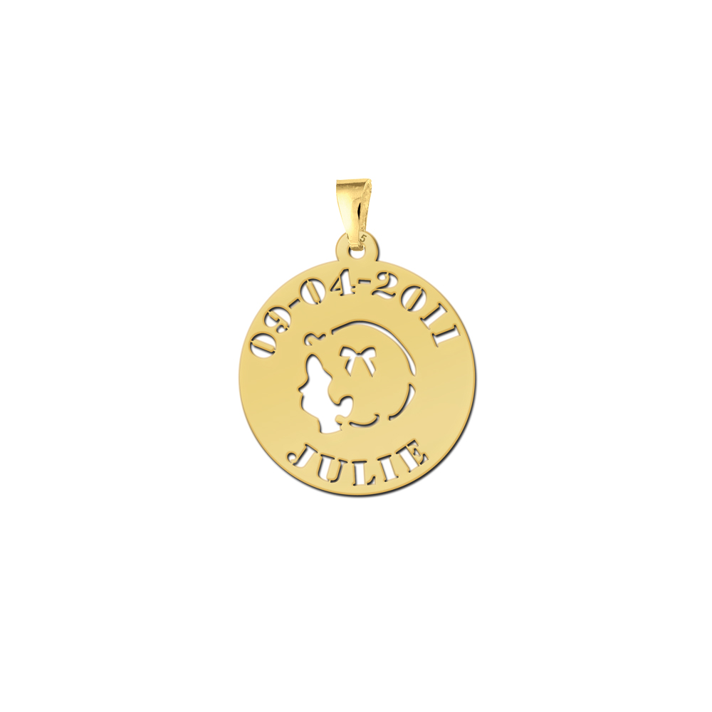 Colgante Niña Chapado en Oro con Nombre y Fecha