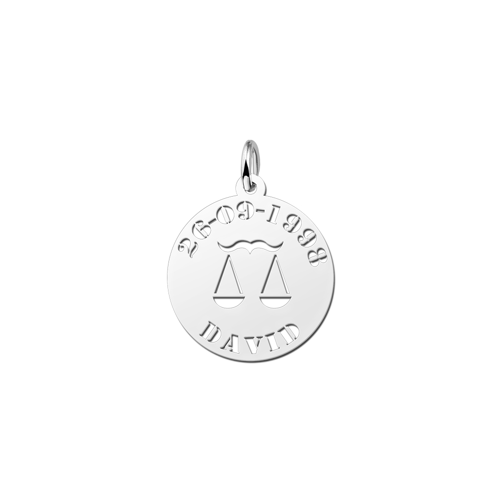 Zodíaco plata redondo colgante nombre Libra Zodíaco plata redondo colgante nombre Libra