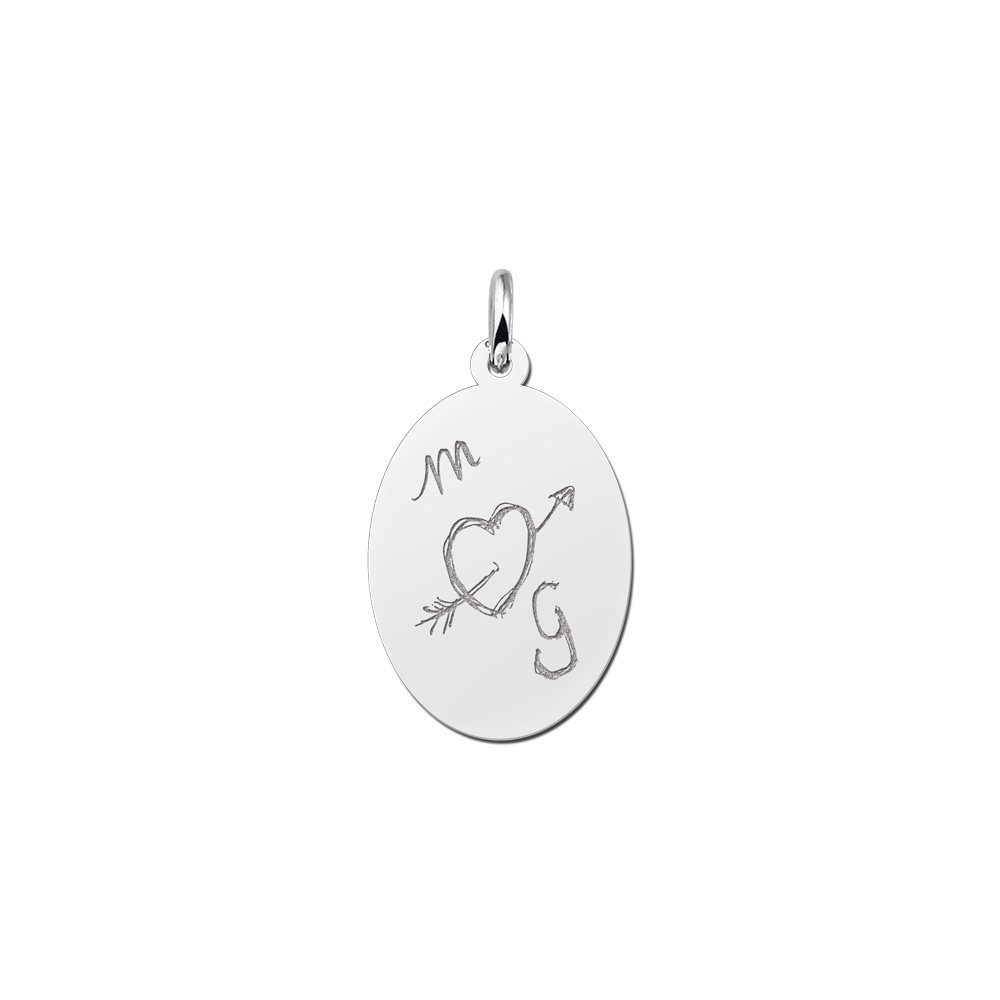 Colgante Óvalo de Plata con Texto Grabado Colgante Óvalo de Plata con Texto Grabado