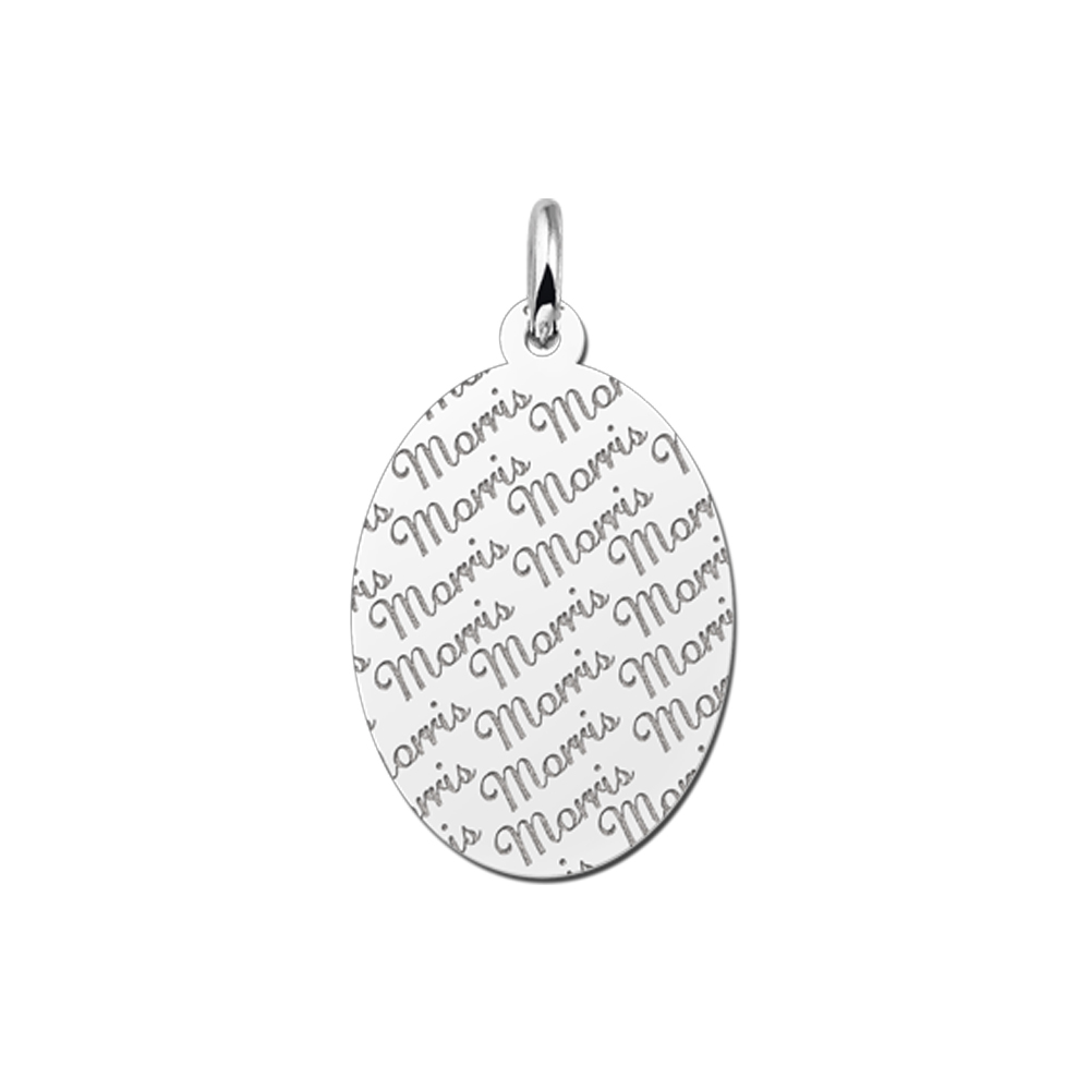 Colgante ovalado de plata patrón de nombre