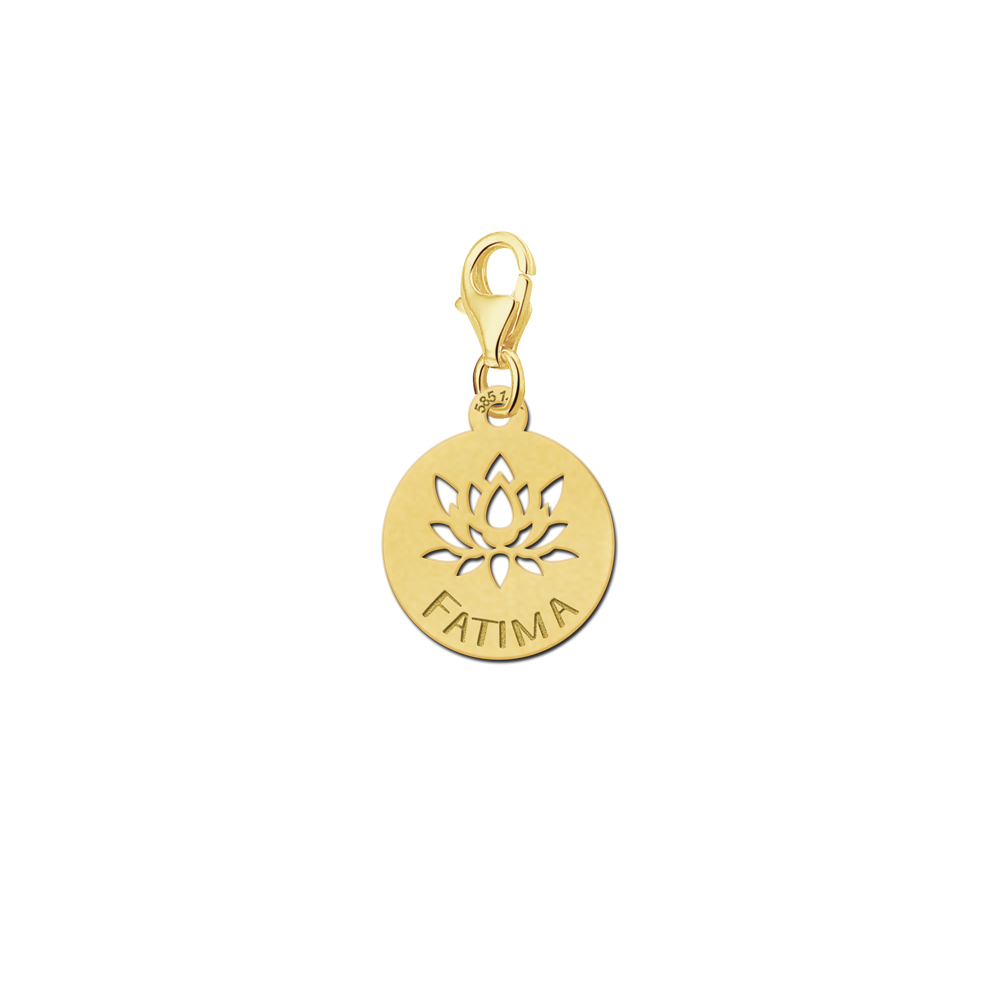 Amuleto de oro grabado Flor de Loto