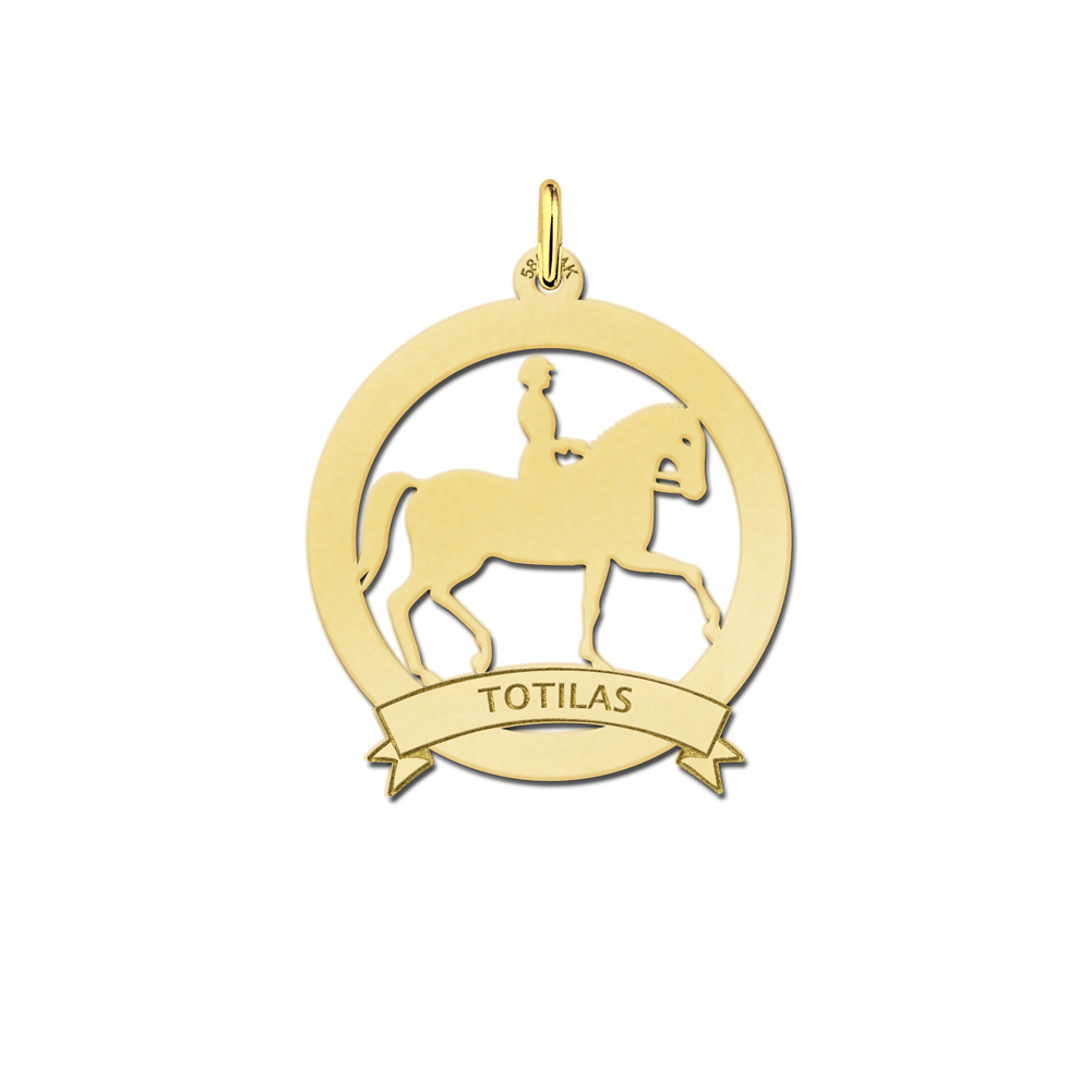 Animales de plata colgante de nombre jinete en borde 25mm