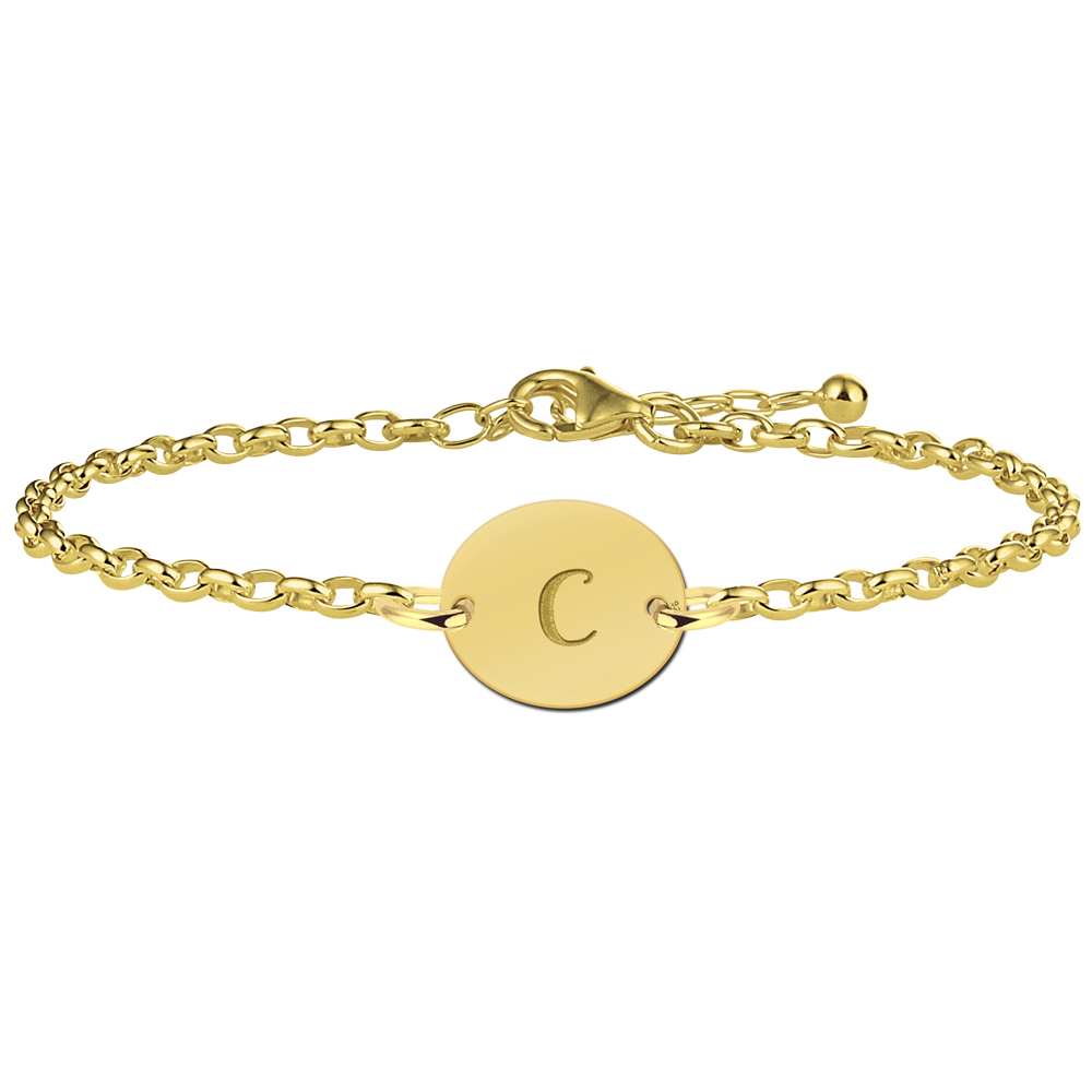Pulsera de plata con letra ovalada