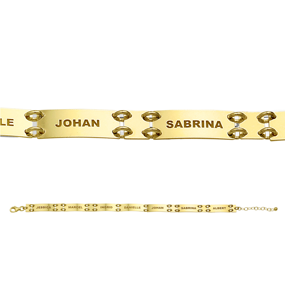 Pulsera chapada en oro con 7 nombres