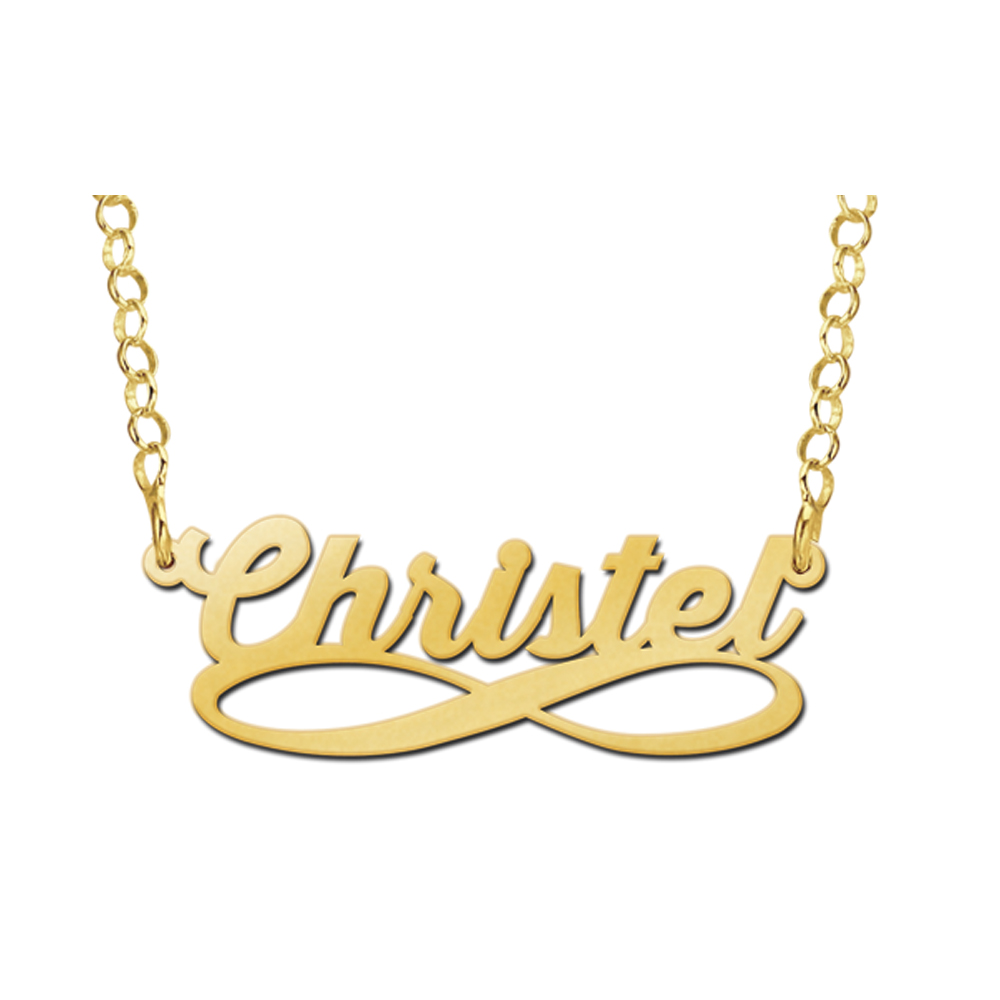 Collar de chapado en oro con nombre, modelo infinity Collar de chapado en oro con nombre, modelo infinity