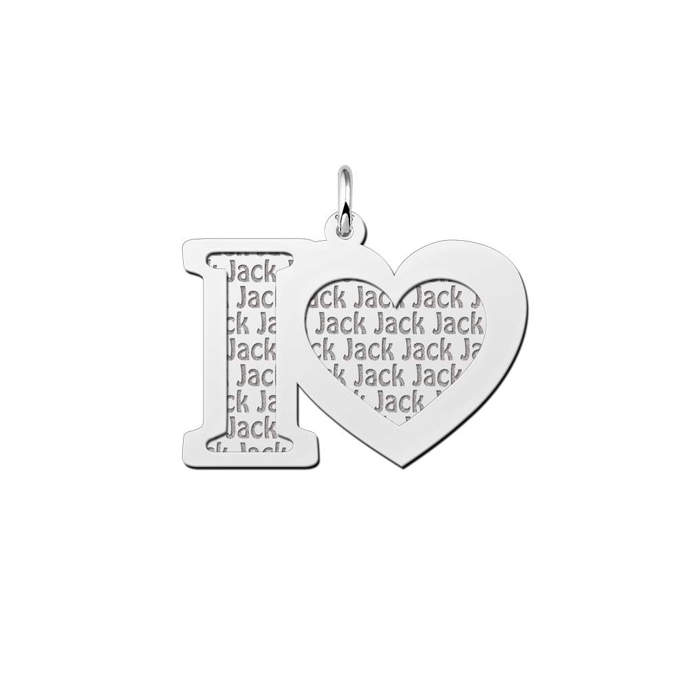 Colgante doble de plata personalizado, I Love