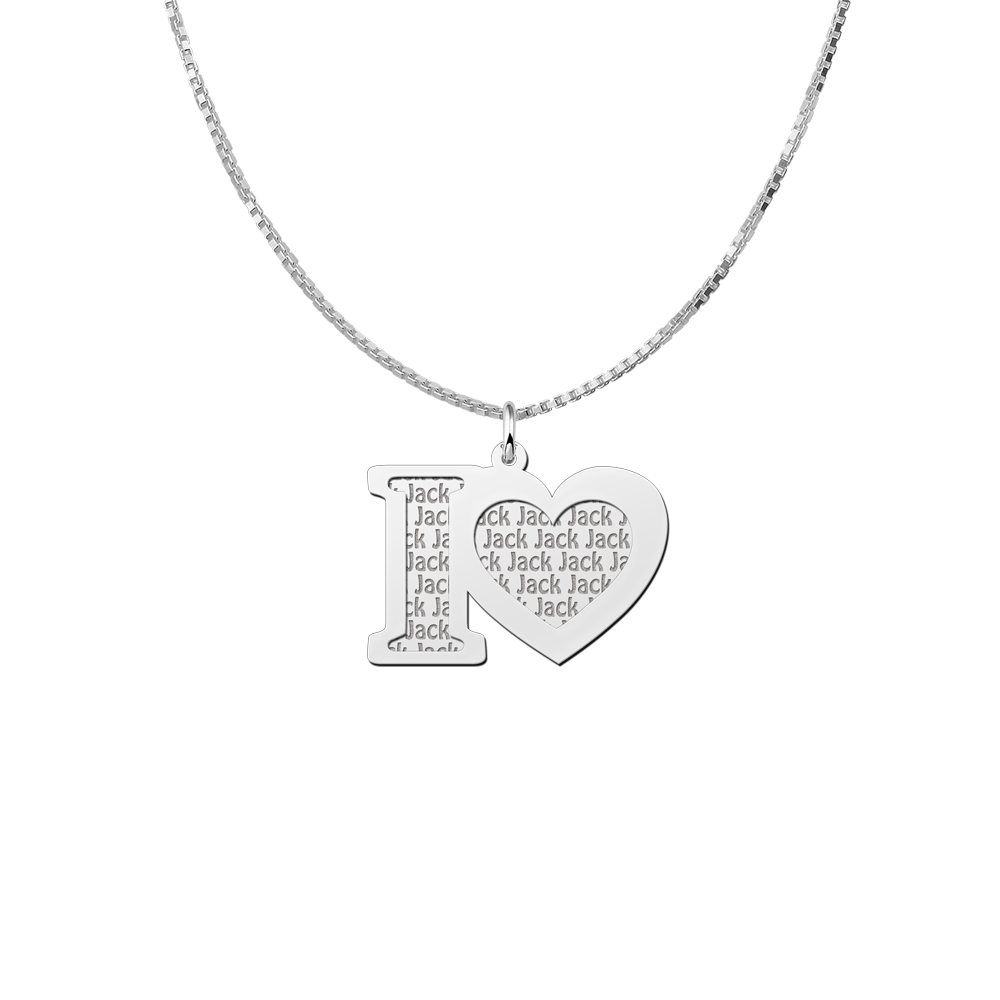 Colgante doble de plata personalizado, I Love