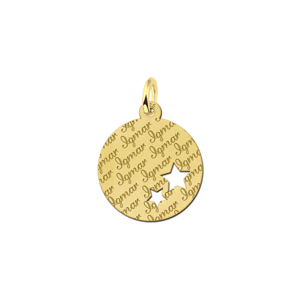 Colgante chapado en oro con nombre repetido y dos estrellas