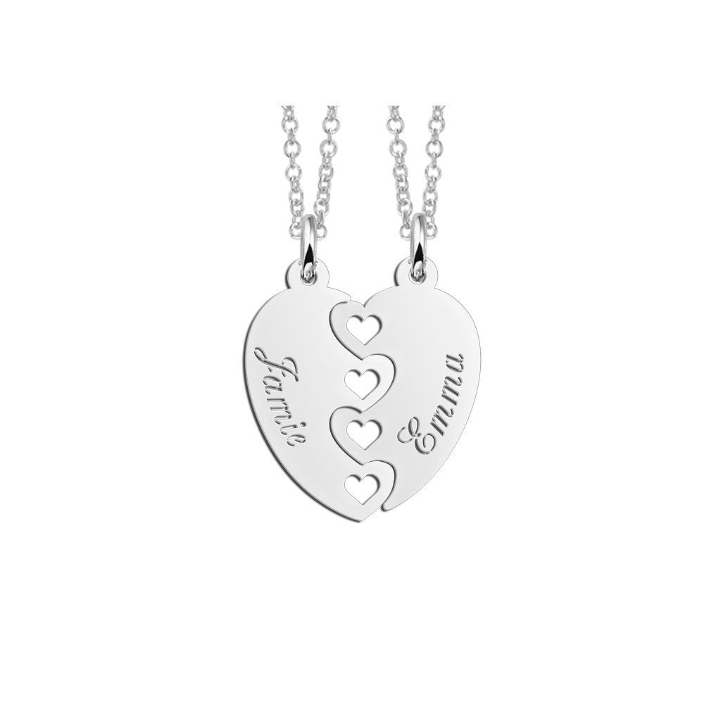 Colgante compartido en plata, modelo corazones abiertos, 38-42cm Colgante compartido en plata, modelo corazones abiertos, 38-42cm