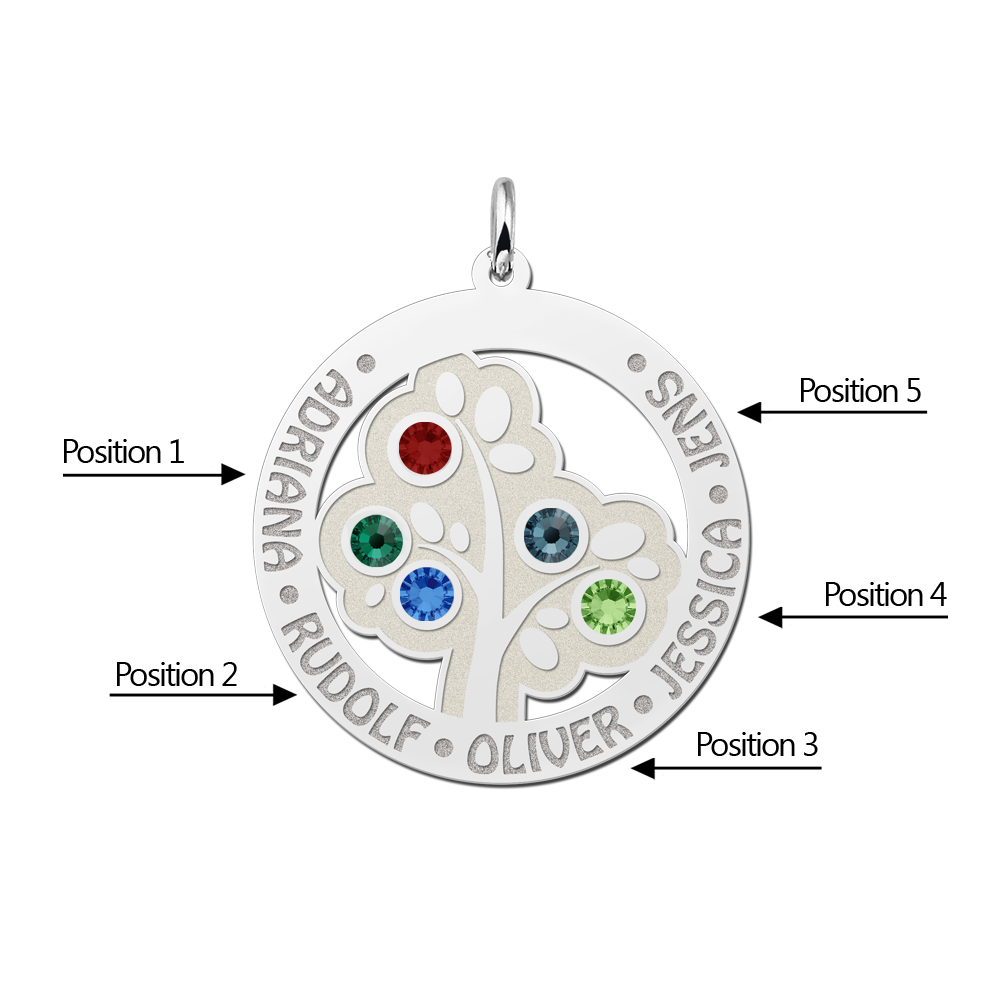 Colgante de Plata Árbol de la Vida con las Piedras de Nacimiento Colgante de Plata Árbol de la Vida con las Piedras de Nacimiento