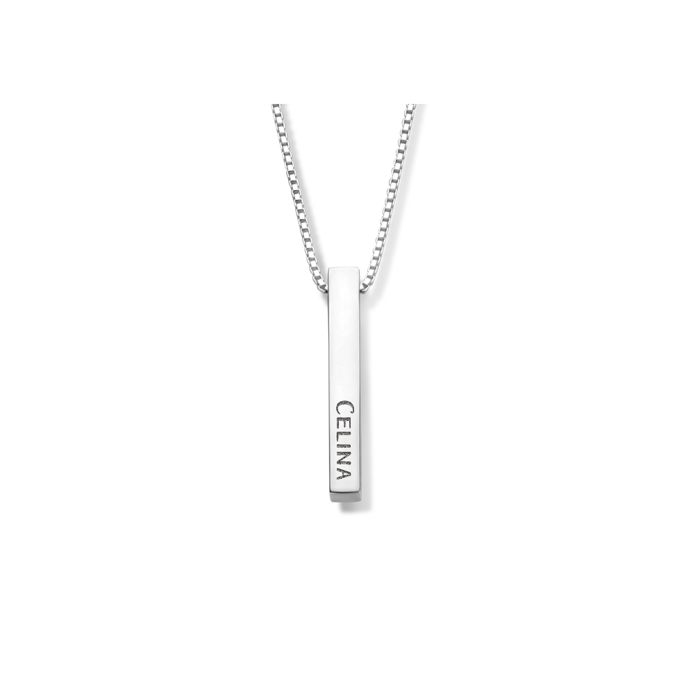 Colgante de barra de plata con grabado en 4 lados