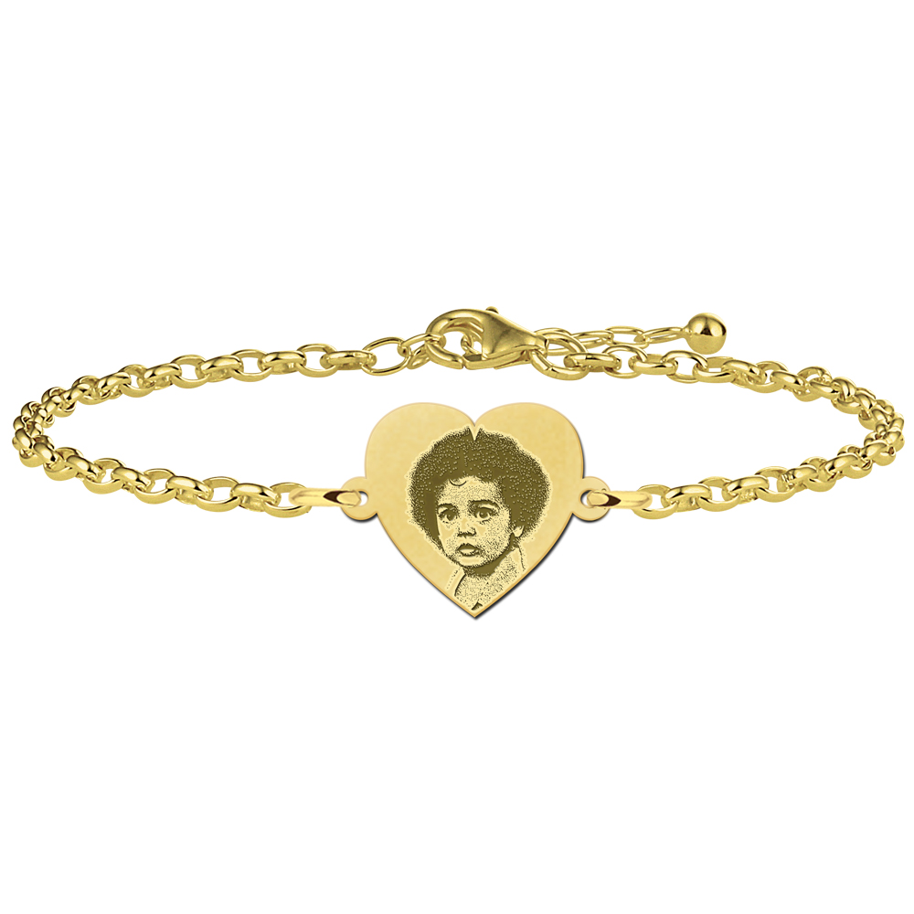 Pulsera Chapada en Oro con Foto en Corazón