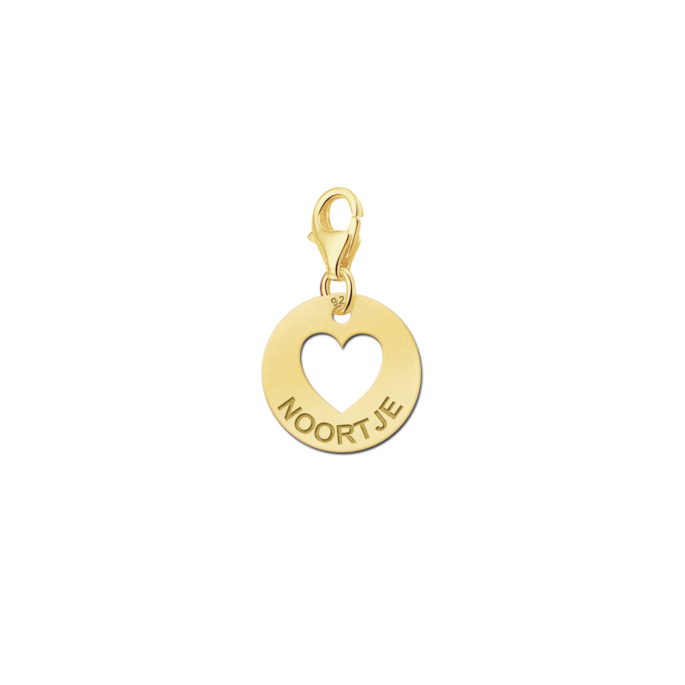 Charm de corazón chapado en oro con nombre