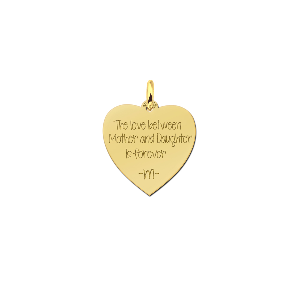 Colgante de corazón de oro grabado con texto Colgante de corazón de oro grabado con texto