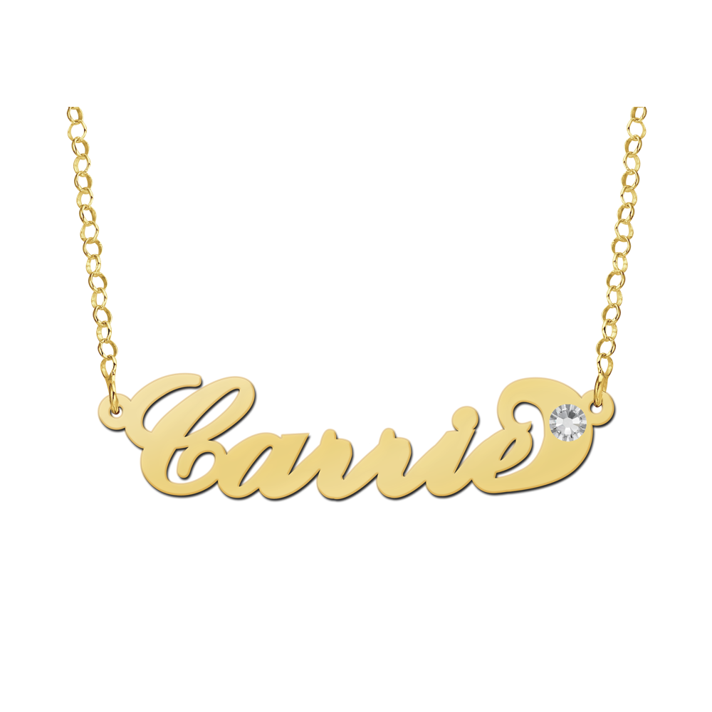 Collar de Chapado en Oro con Nombre y Zircón estilo Carrie