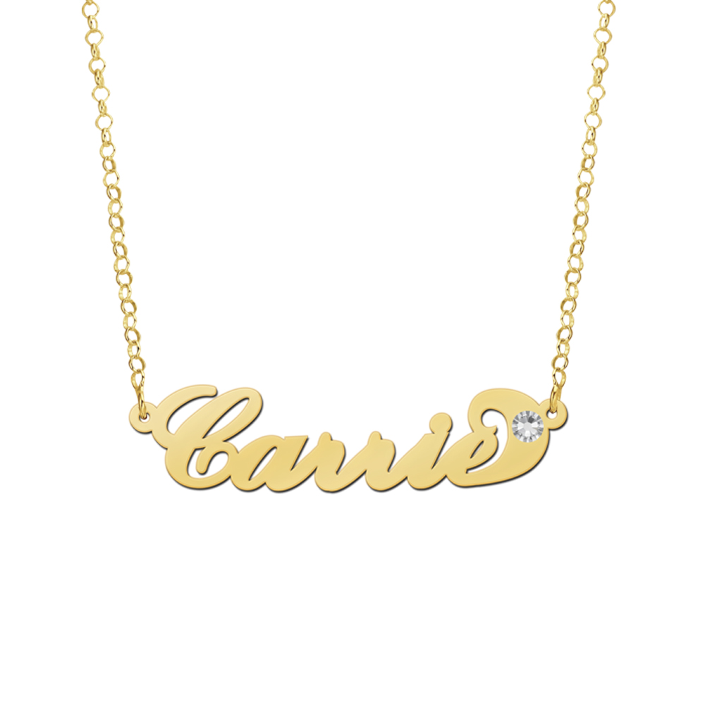 Collar de Chapado en Oro con Nombre y Zircón estilo Carrie