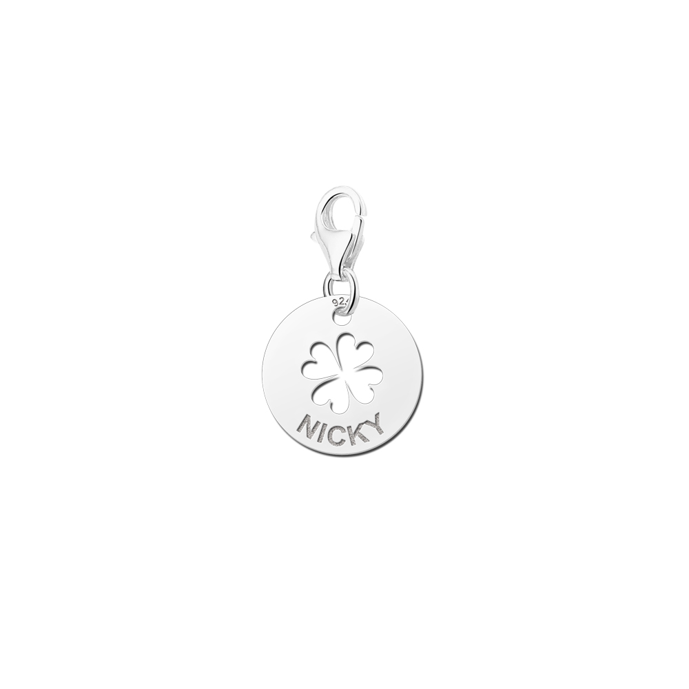 Charm de trébol de cuatro hojas de plata 925 con nombre