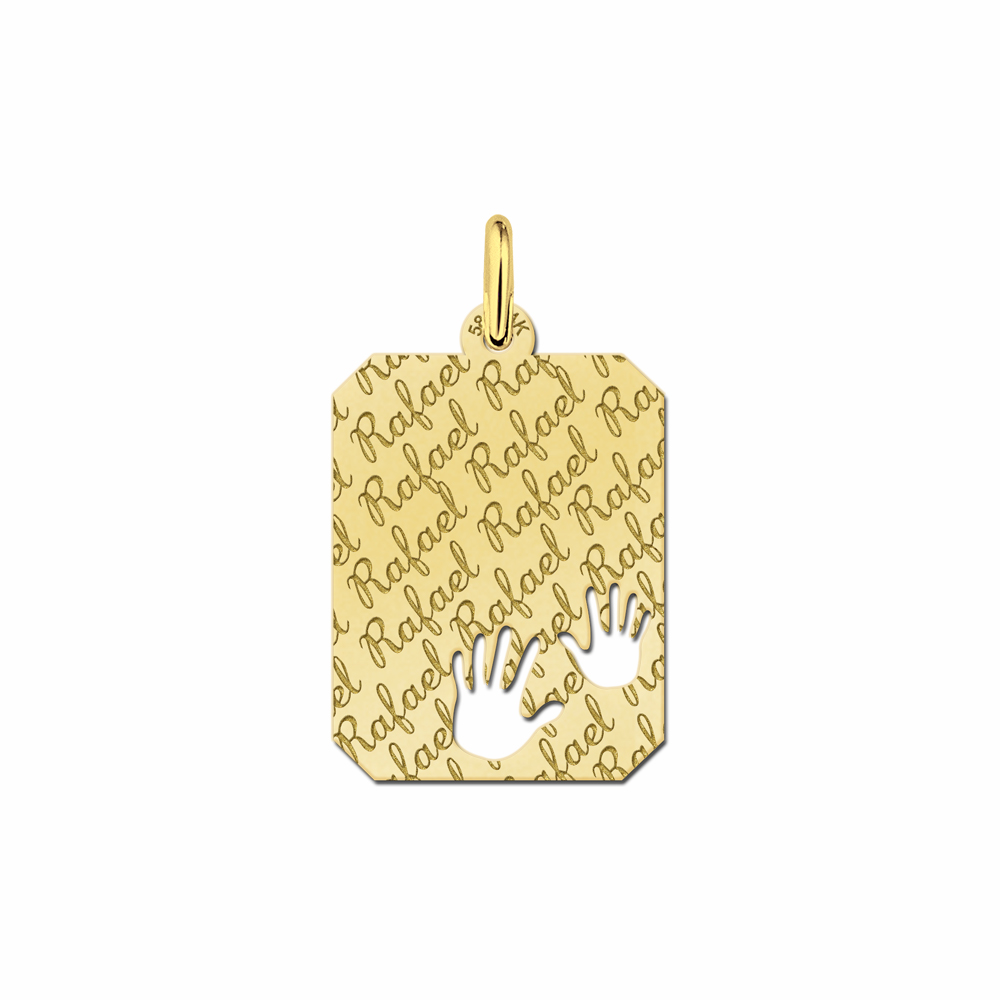 placa de plata rectangular16 nombre grabado con manitos placa de plata rectangular16 nombre grabado con manitos