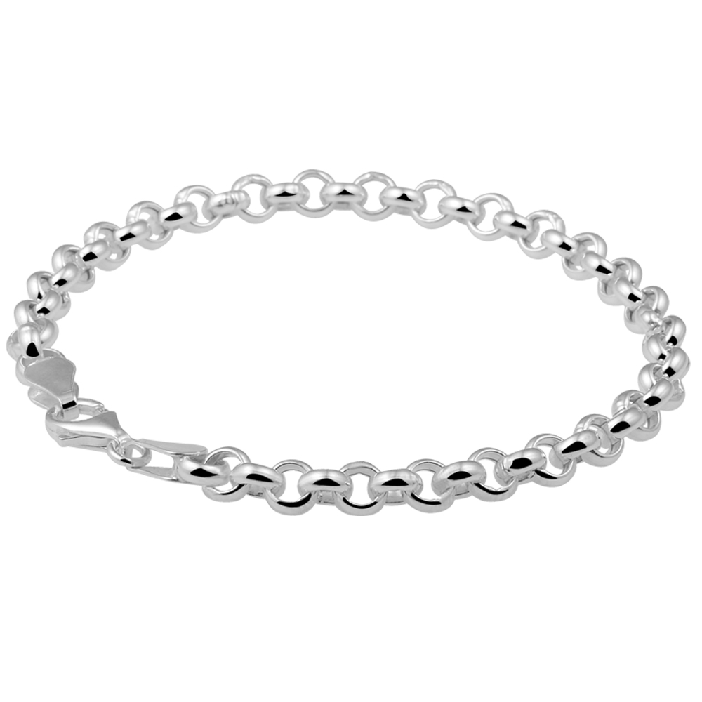 Pulsera de cadena rolo de plata de ley 925