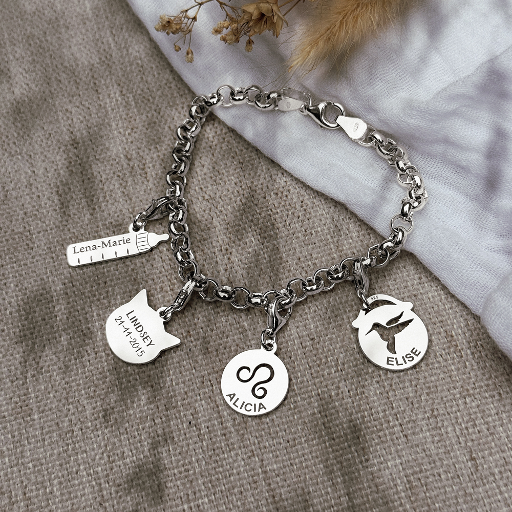 Pulsera de cadena rolo de plata de ley 925