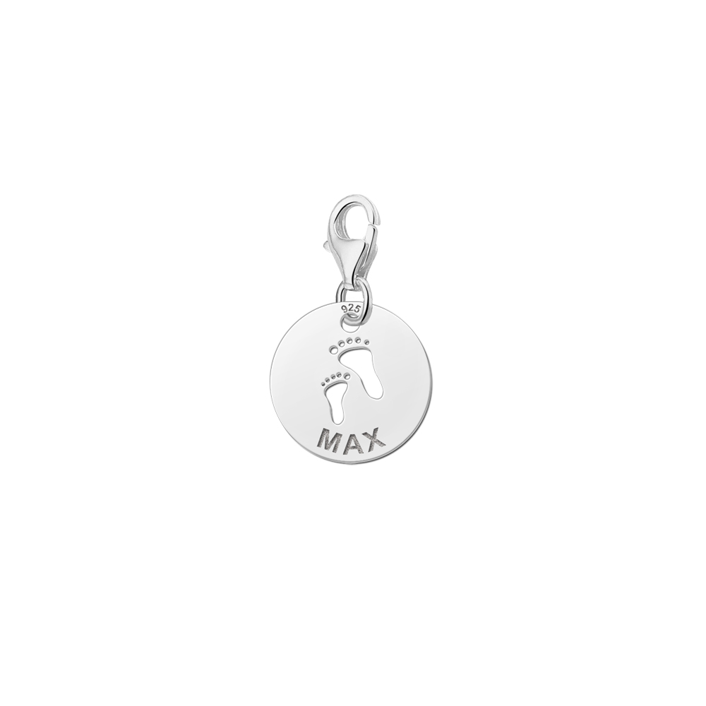 Charm de bebé de plata 925 con pies y nombre