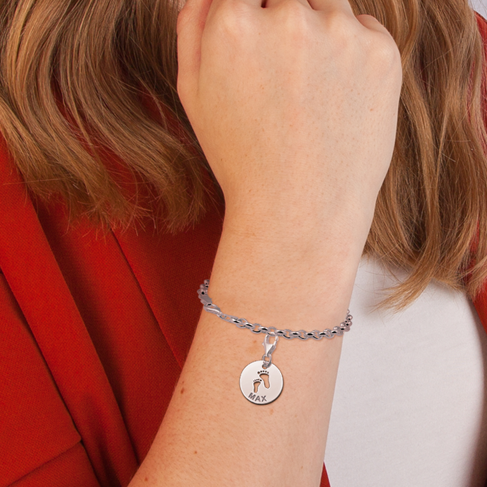 Charm de bebé de plata 925 con pies y nombre