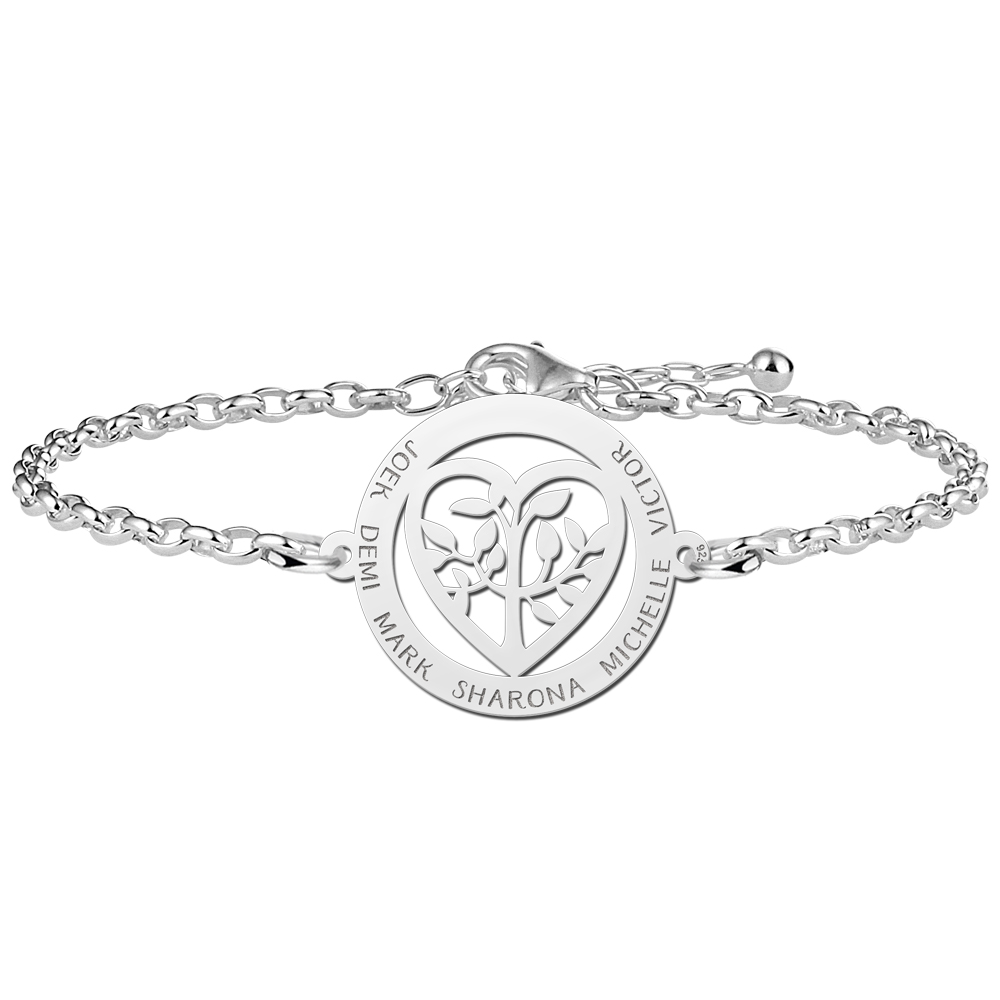 Pulsera de Plata Árbol de la Vida con Corazón