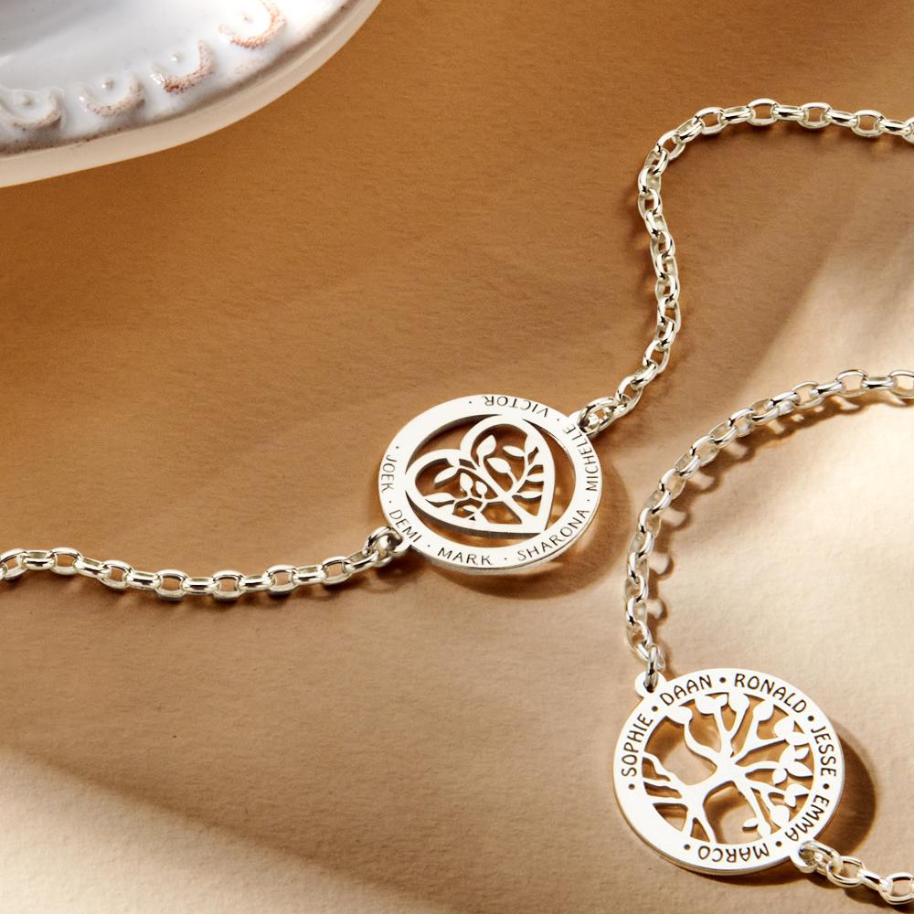 Pulsera de Plata Árbol de la Vida con Corazón