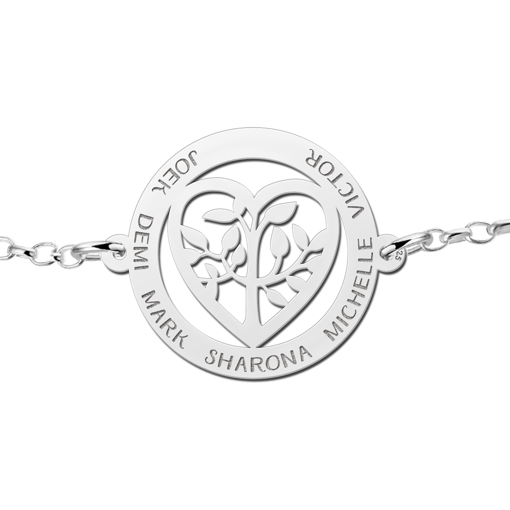 Pulsera de Plata Árbol de la Vida con Corazón