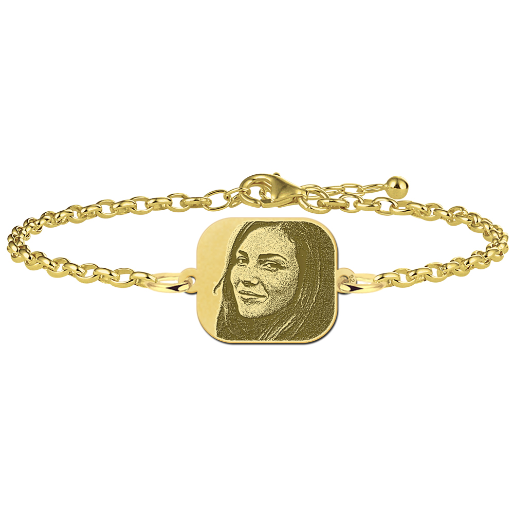 Pulsera Rectangular Chapada en Oro con Foto