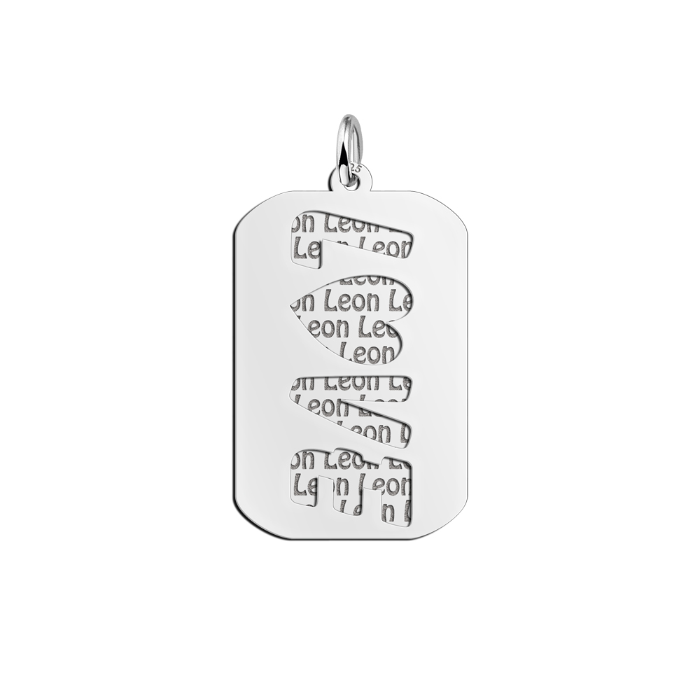 Colgante doble de plata personalizado, chapa de identificación Love Colgante doble de plata personalizado, chapa de identificación Love