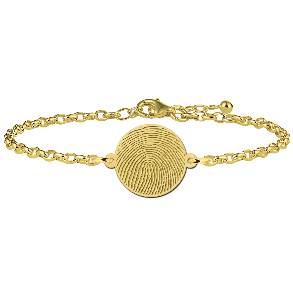 Pulsera Redonda Chapada en Oro con Huella Dactilar
