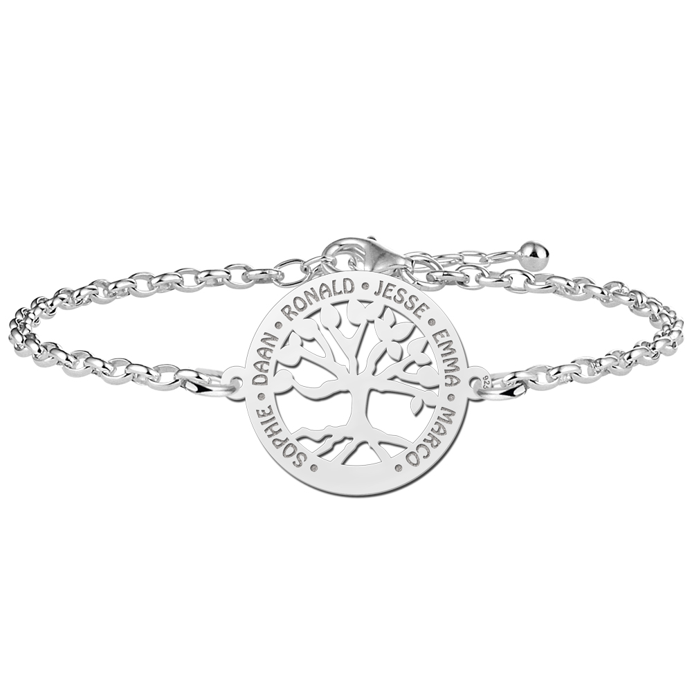 Pulsera de Plata Árbol de la Vida con Nombres