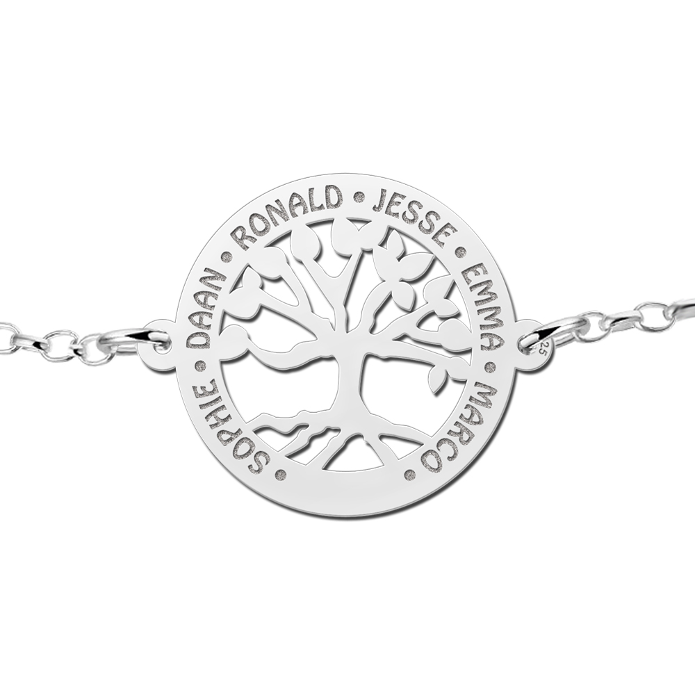 Pulsera de Plata Árbol de la Vida con Nombres