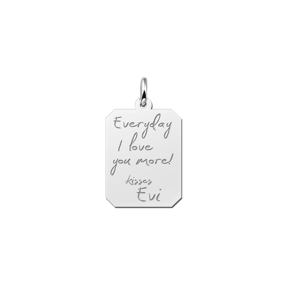 Colgante de plata con grabado de texto Colgante de plata con grabado de texto
