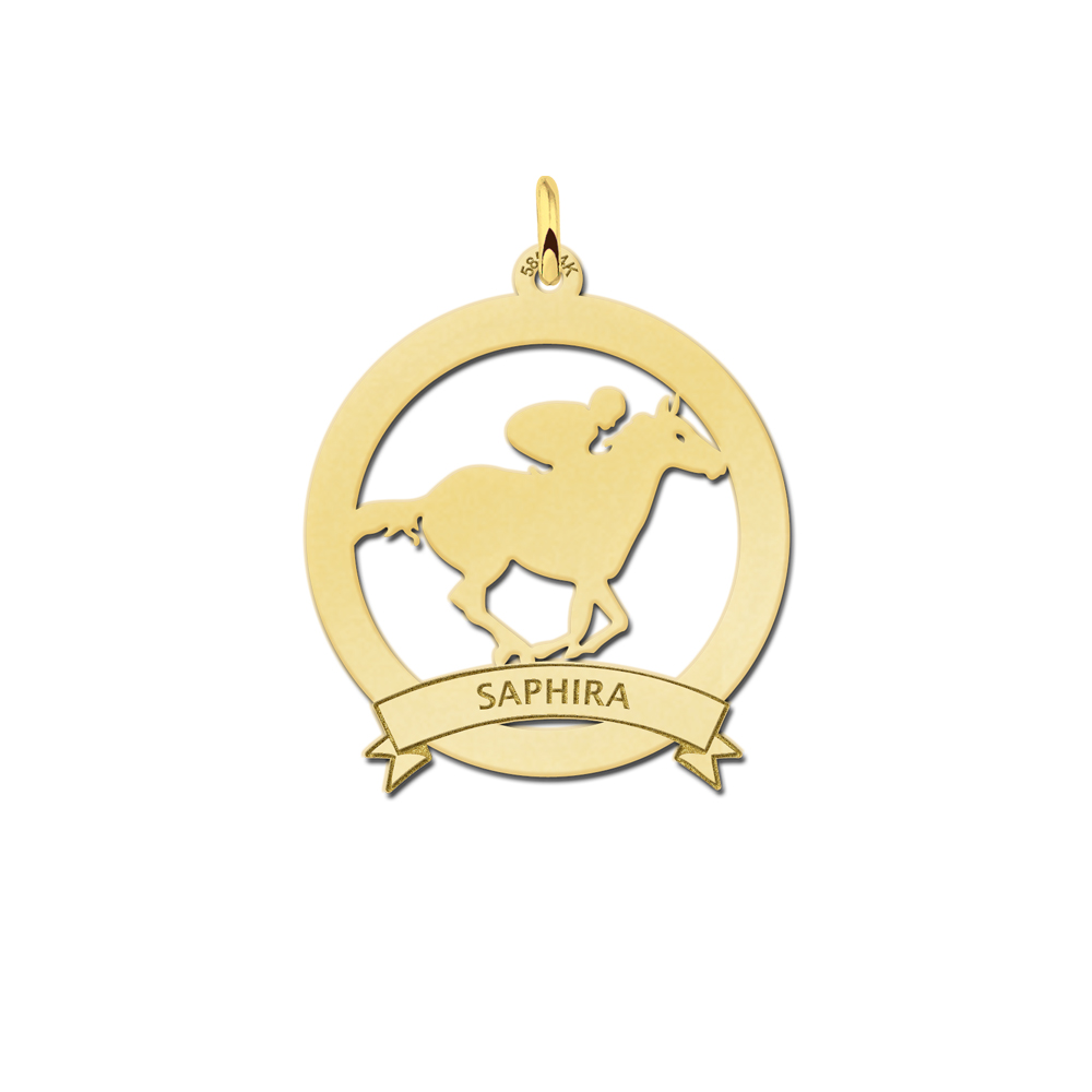 Animales de plata colgante de nombre jockey en borde 25mm