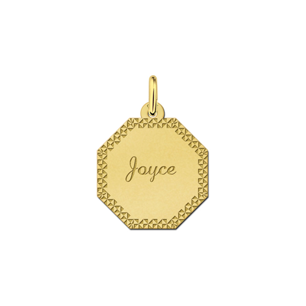 Colgante octogonal de plata con borde decorativo y nombre