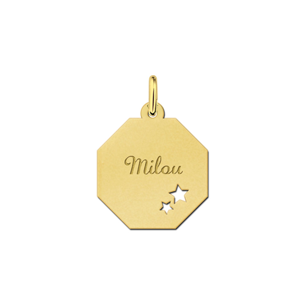 Colgante octogonal chapado en oro con estrellas