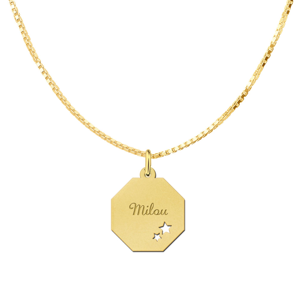 Colgante octogonal chapado en oro con estrellas