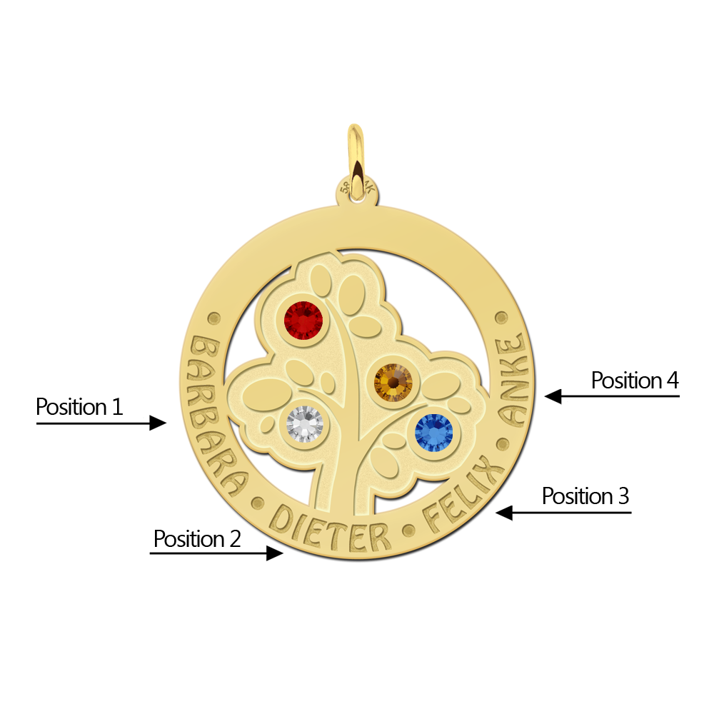 Regalos Bodas De Oro árbol Genealógico Colgante de Oro de Árbol Genealógico con Piedras de Nacimiento