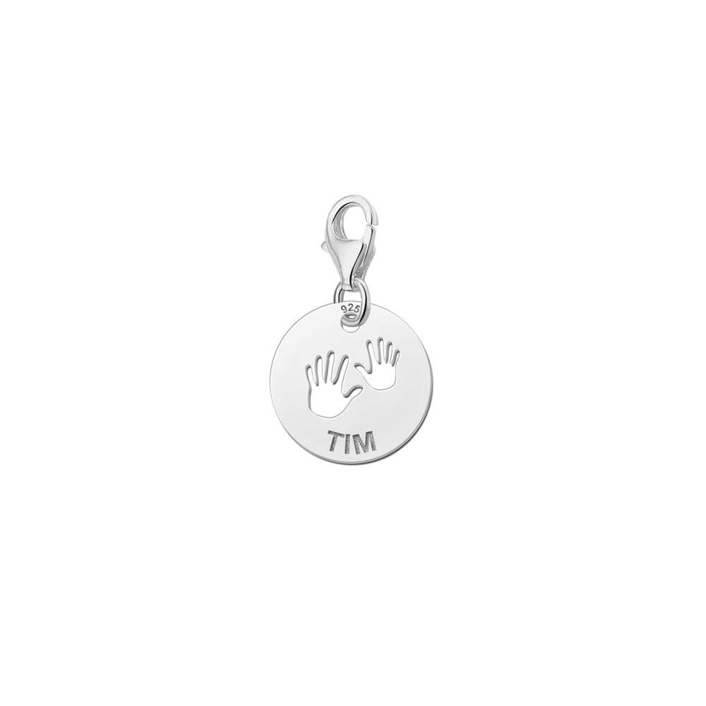 Charm de bebé de plata 925 con manitas y nombre