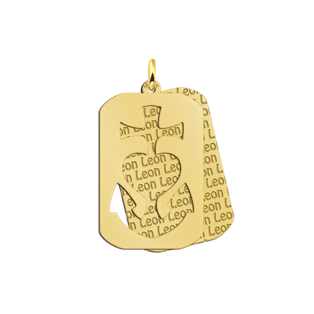 Colgante doble de oro personalizado, chapa de identificación CEA Colgante doble de oro personalizado, chapa de identificación CEA