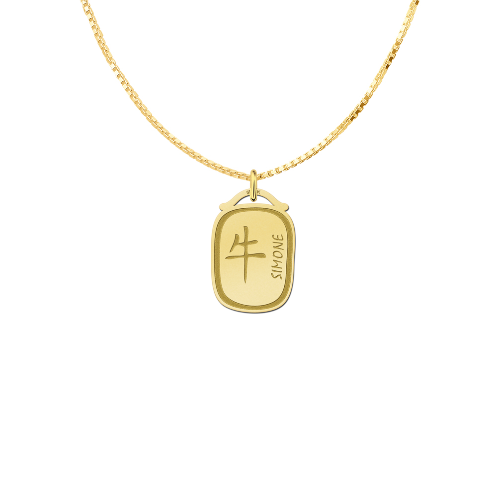 Zodíaco plata chino colgante nombre Buey Zodíaco plata chino colgante nombre Buey