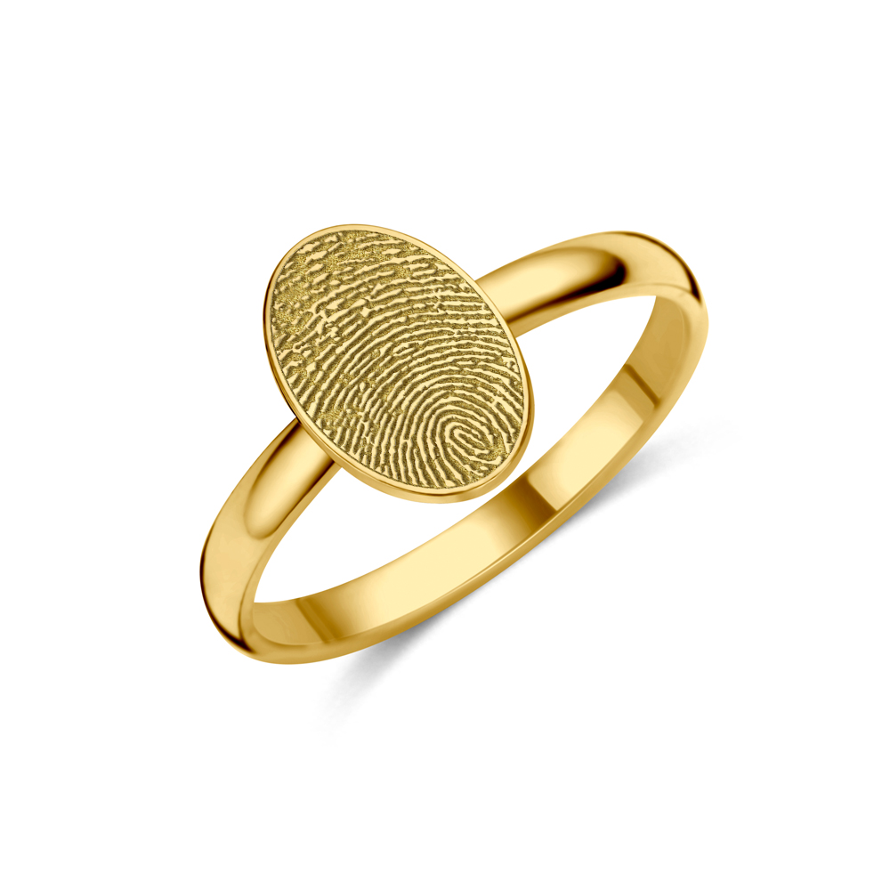Anillo de oro con óvalo y huella dactilar