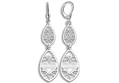 Pendientes de plata gota larga con nombre Pendientes de plata gota larga con nombre