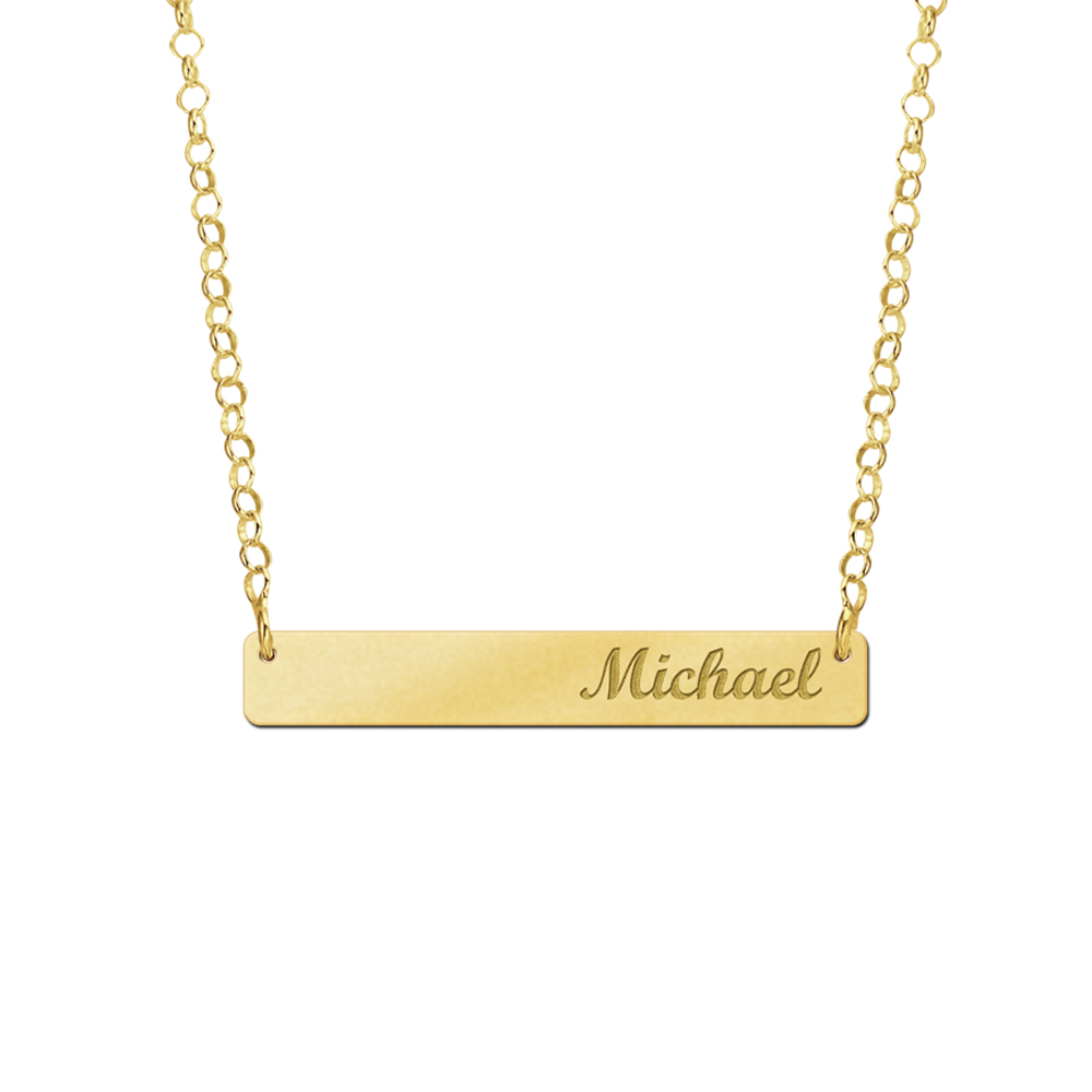 Collar de Barras con Nombre de Oro Modelo Medio