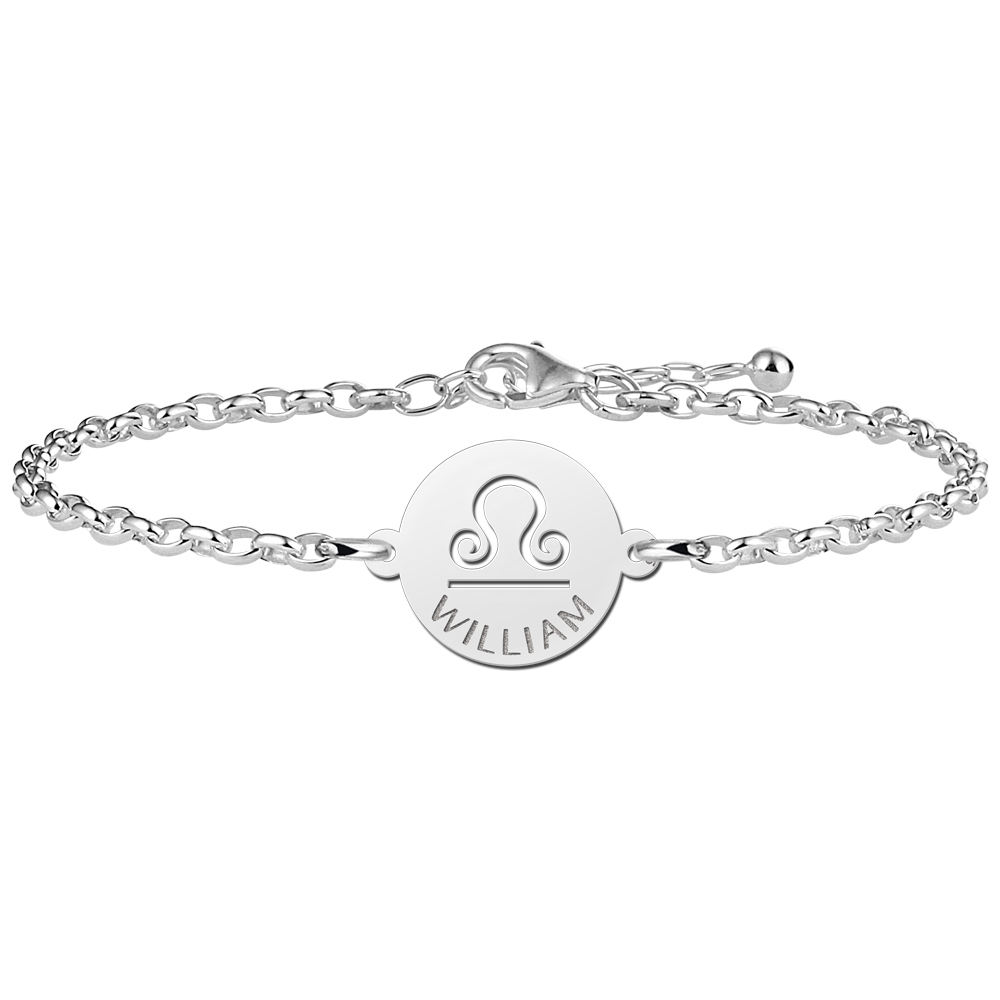 Pulsera de Plata Signo del Zodiaco Libra con Nombre