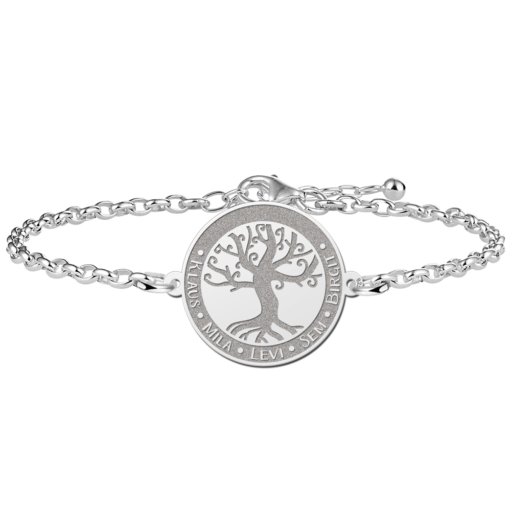 Pulsera de Plata con Árbol de la Vida y Grabado