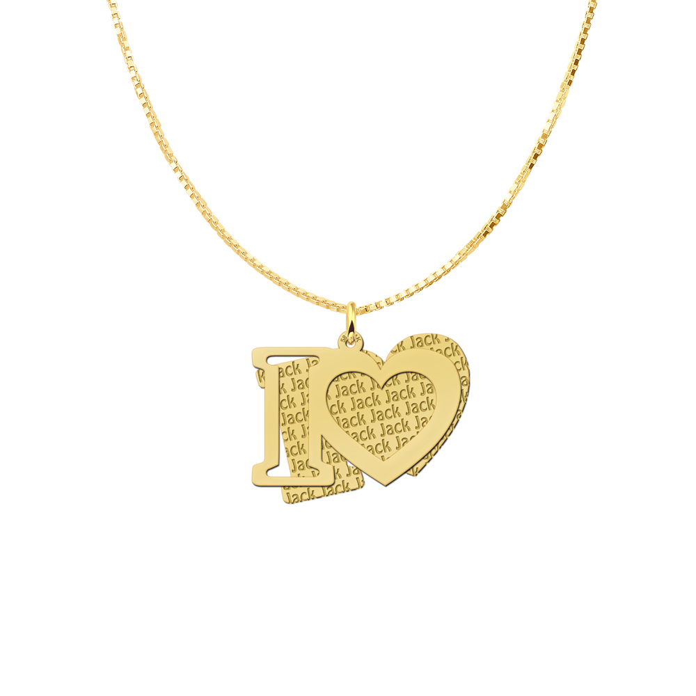 Colgante doble de oro personalizado, I Love