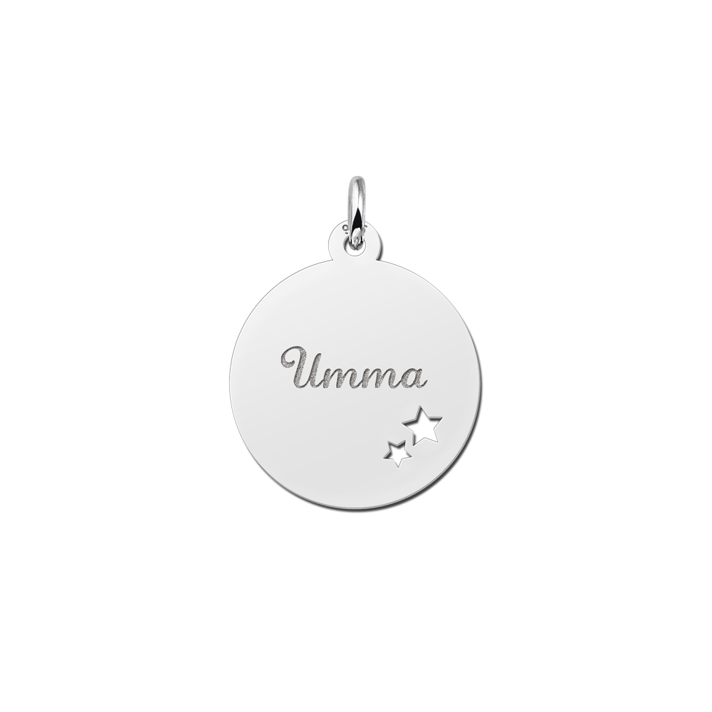 Colgante de plata con nombre y dos estrellas